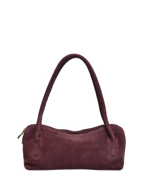 Burgunderrote Schultertasche aus Veloursleder - 14x35x6 cm