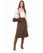 Burgunderrote Schultertasche aus Veloursleder - 14x35x6 cm