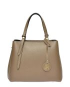 Handtasche aus taupefarbenem Rindsleder - 22x26x13 cm