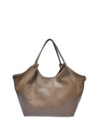 Schultertasche aus taupefarbenem Rindsleder - 25,5x43x13 cm