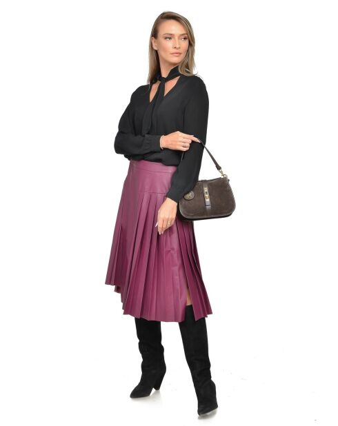 Dunkelbraune Schultertasche aus Veloursleder - 17,5x24x6,5 cm