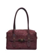 Bolso de hombro de gamuza burdeos - 17x27x7 cm