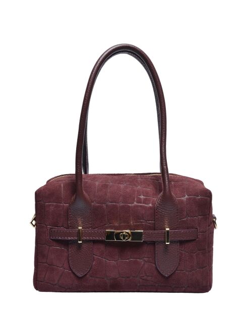 Burgunderrote Schultertasche aus Veloursleder - 17x27x7 cm