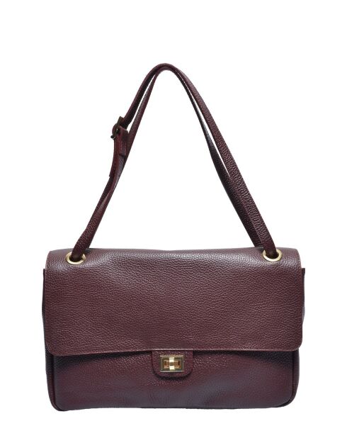 Weinfarbene Schultertasche aus Rindsleder - 22x33x9 cm