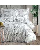 Parure housse de couette en coton ranforcé Cicory blanche et verte - 200x200 cm