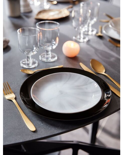 Lot de 6 assiettes en verre Diwali noir - D.25 cm
