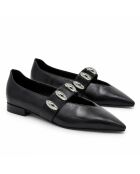 Schwarze Lederballerinas Comillasna