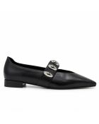 Schwarze Lederballerinas Comillasna