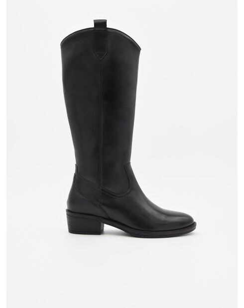 Bottes à talon en cuir Bro7 noires