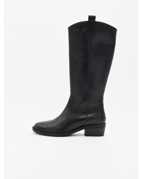 Bottes à talon en cuir Bro7 noires