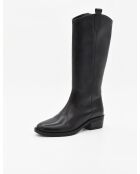 Schwarze Bro7 Stiefel mit Lederabsatz