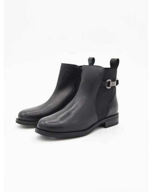 Bottines plates en cuir Bro6 noires