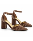 Taupe leren pumps van Salerno
