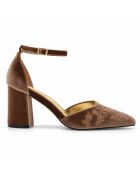 Taupe leren pumps van Salerno