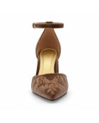 Taupe leren pumps van Salerno