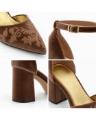 Taupe leren pumps van Salerno