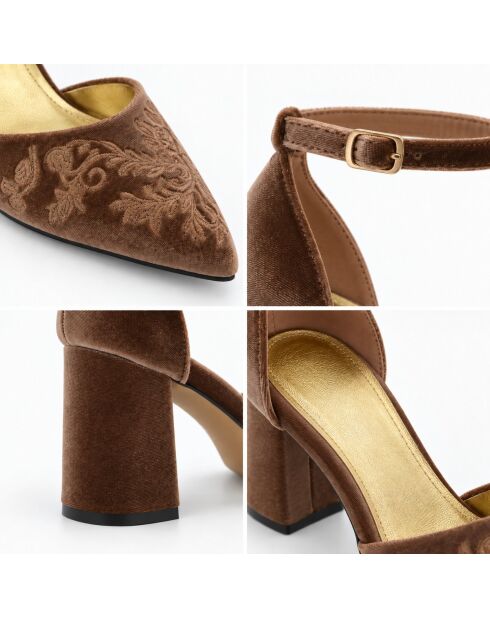 Taupe leren pumps van Salerno