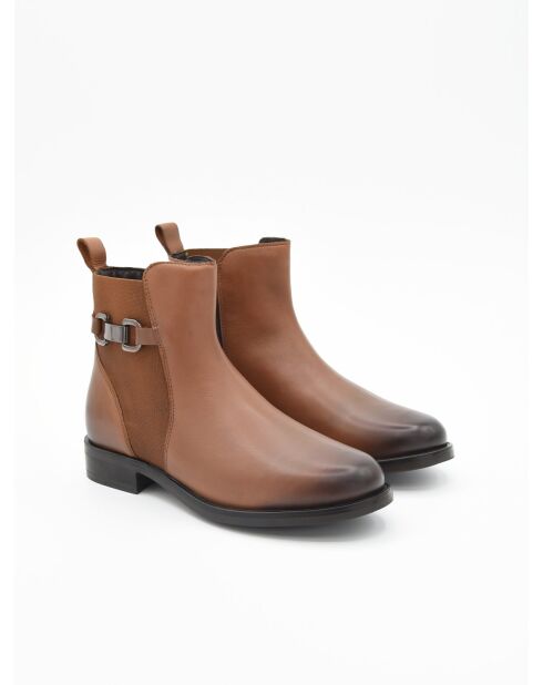 Bottines plates en cuir Bro6 marron