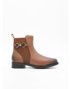 Bottines plates en cuir Bro6 marron