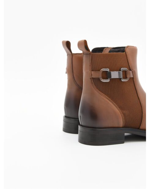 Bottines plates en cuir Bro6 marron