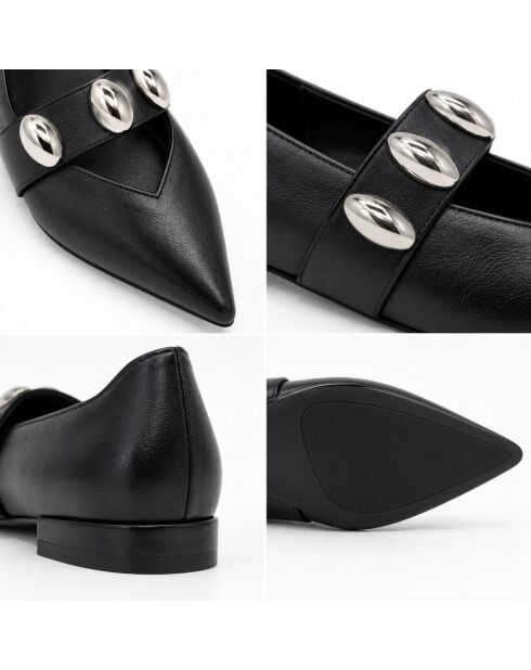 Schwarze Lederballerinas Comillasna