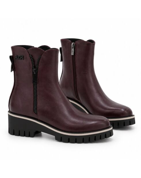 Bottines en cuir Farona bordeaux