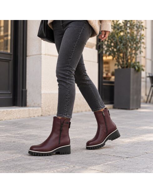 Bottines en cuir Farona bordeaux