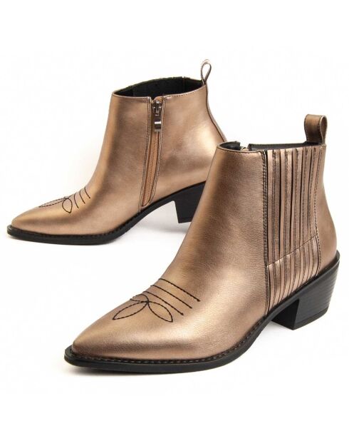 Bottines à talon Espuela dorées