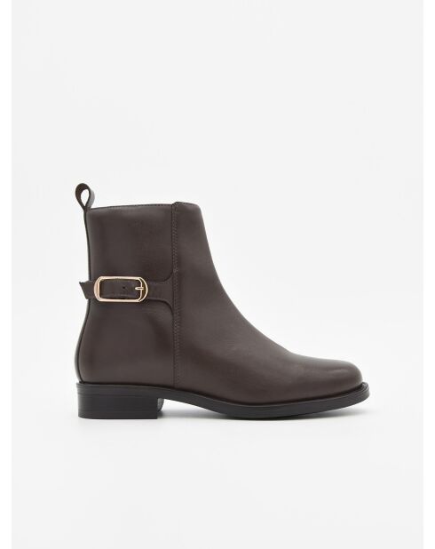 Bottines plates en cuir Bro4 marron