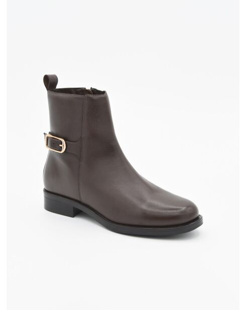 Bottines plates en cuir Bro4 marron
