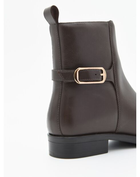 Bottines plates en cuir Bro4 marron