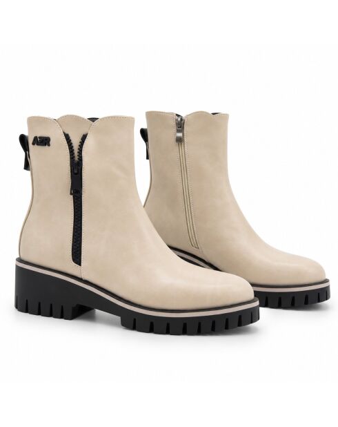 Bottines en cuir Farona beiges