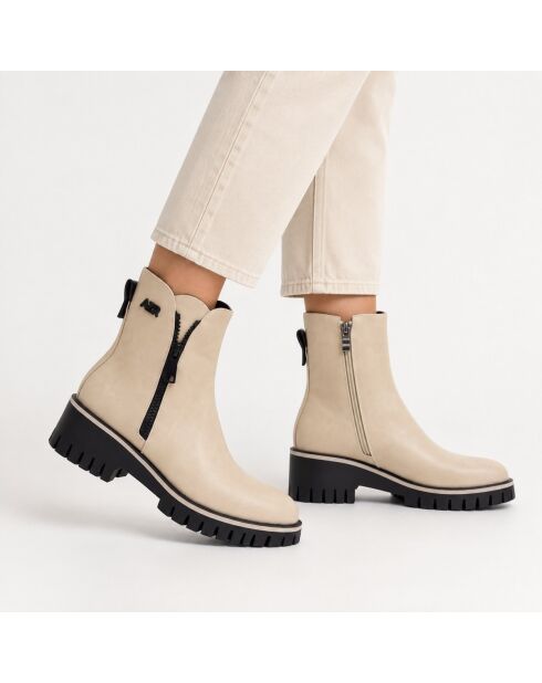 Bottines en cuir Farona beiges