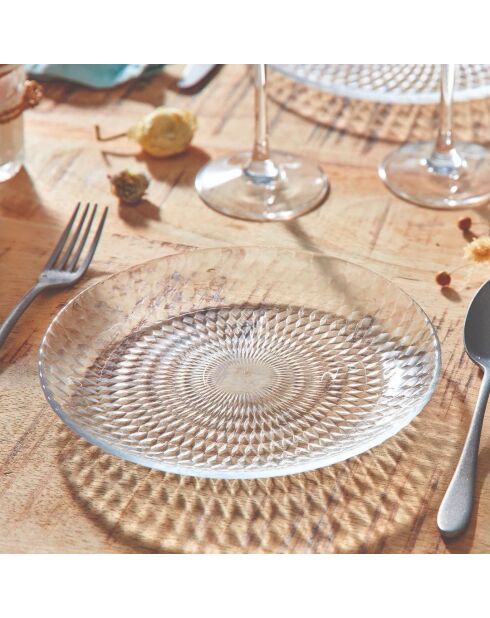 Lot de 6 assiettes à dessert en verre Pampille transparent - D.19 cm