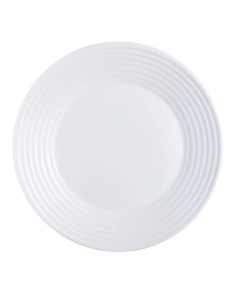 Lot de 6 assiettes plates en opale Harena blanc - D.25 cm