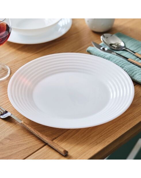 Lot de 6 assiettes plates en opale Harena blanc - D.25 cm