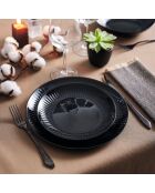 Lot de 6 assiettes plates en verre Cottage noir - D.25 cm