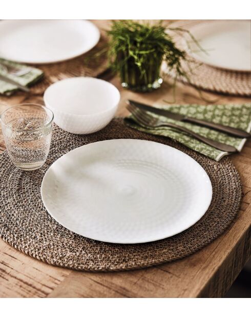 Lot de 6 assiettes à dessert Pampille en verre blanc - D.19 cm