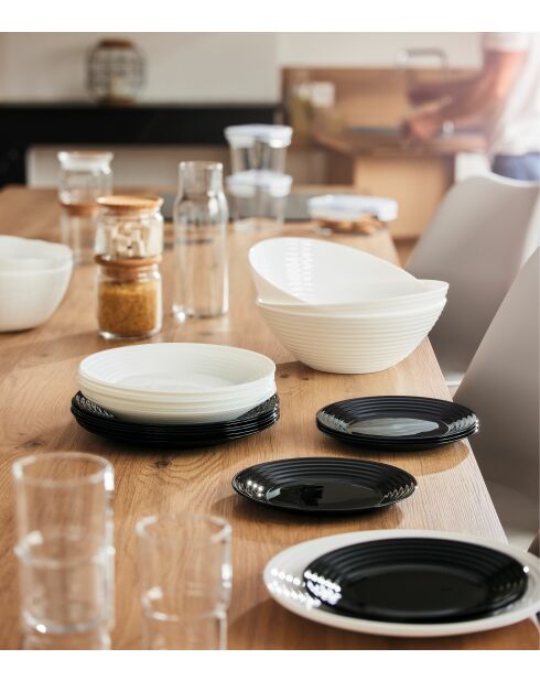 Service de table en verre Harena noir - 18 pièces