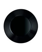 Lot de 6 assiettes plates en verre Harena noir - D.25 cm