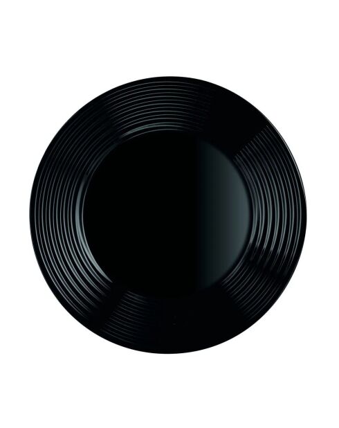 Lot de 6 assiettes plates en verre Harena noir - D.25 cm