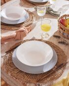 Lot de 6 assiettes creuses en verre Pampille blanc - D.20 cm