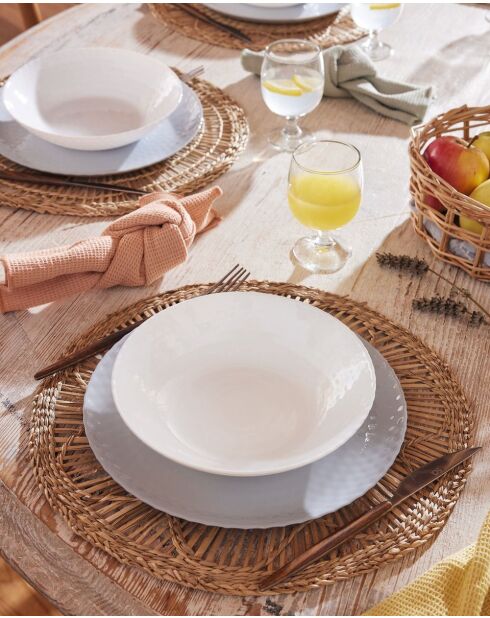 Lot de 6 assiettes creuses en verre Pampille blanc - D.20 cm