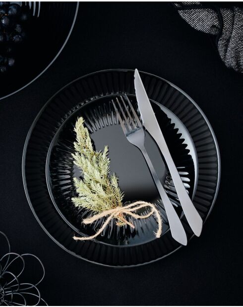 Lot de 6 assiettes à dessert en verre Cottage noir - D.19 cm