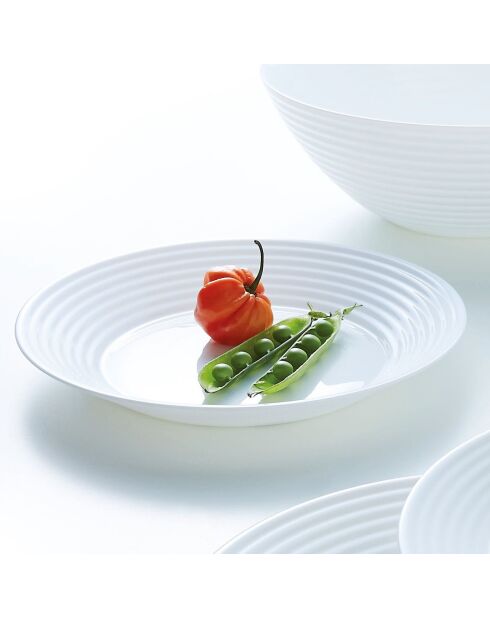 Lot de 6 assiettes creuses en opale Harena blanc - D.23 cm