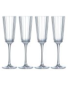 Lot de 4 flûtes à Champagne en verre Macassar ultra transparent - 17 cl