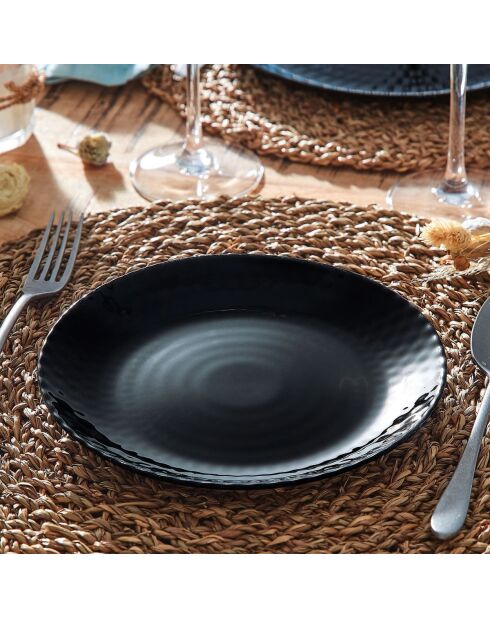 Lot de 6 assiettes à dessert en verre Pampille noir - D.19 cm