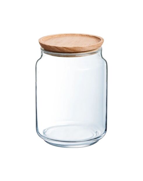 Pot de conservation avec couvercle Pure Jar Wood transparent - 2 L