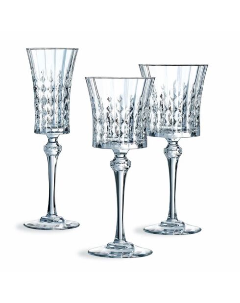 Ensemble de verres à pied Lady Diamond transparent - 18 pièces