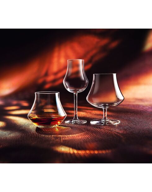 Set mit 6 transparenten Open-Up-Kristallgläsern für Whisky und Rum, 39 cl